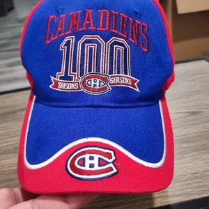 Montreal Canadians 100 season celebrate 1909-2009 hockey cap / hat blue & red